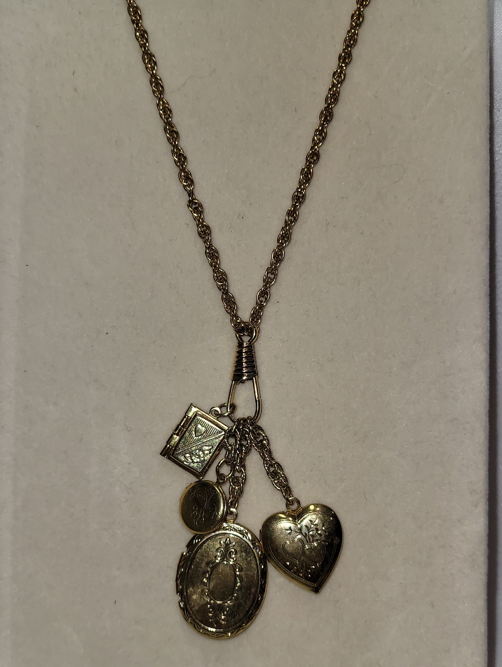 Four Locket Necklace Vintage Repurpised Art - Picture 3 of 8